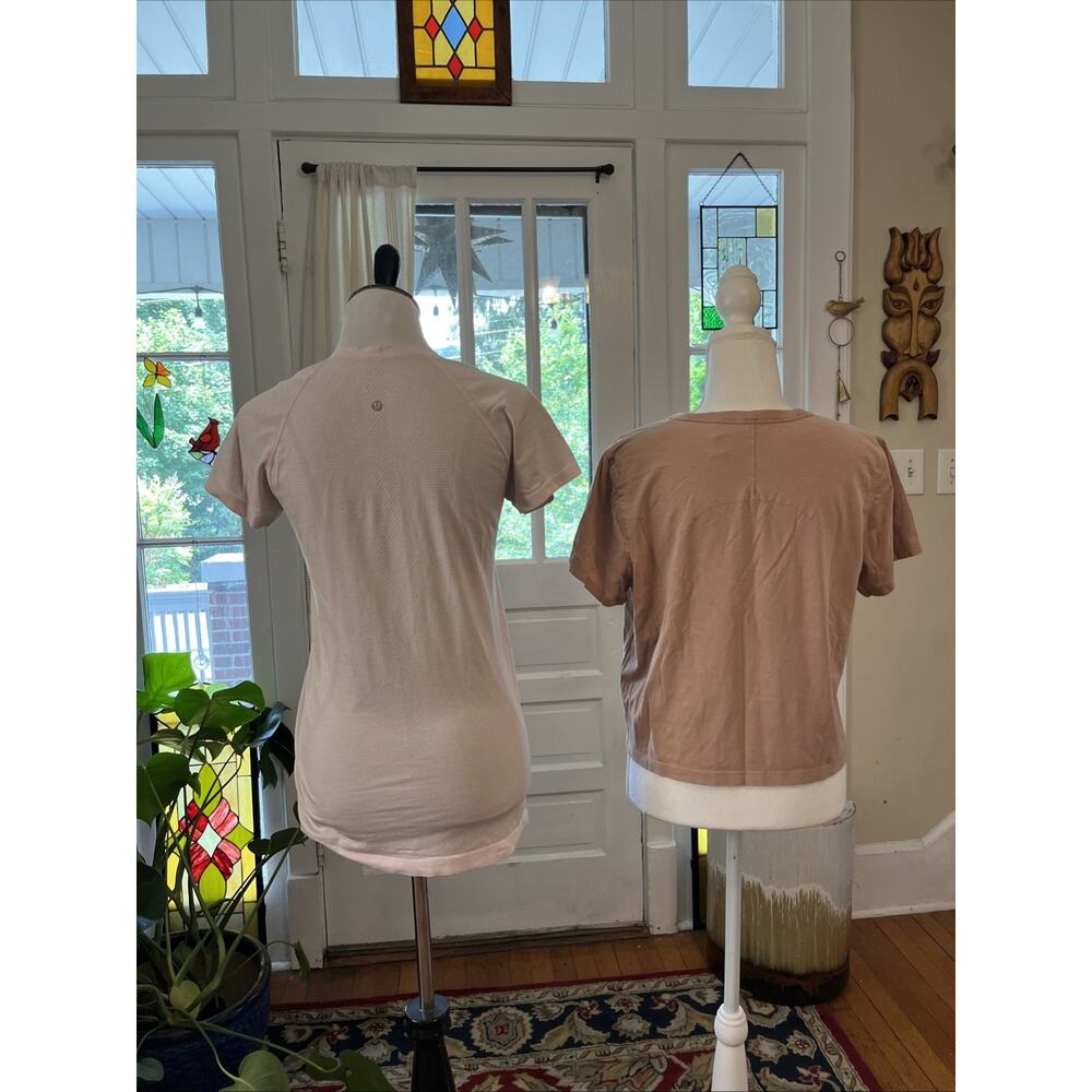 Lululemon Swiftly Tech/ Cotton Tee Shirt Lot Of 2 Women’s Size 8 Bundle Pink Top - Picture 3 of 13